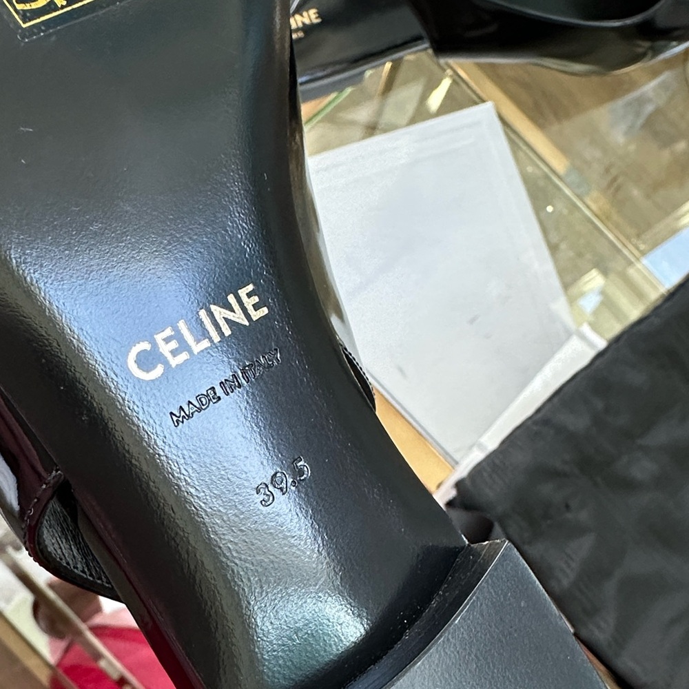 Authentic Celine Black Patent Leather Flats with Silver Accents - Picture 9 of 16